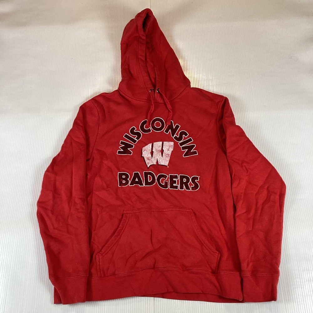 Wisconsin Badgers Mens Long Sleeve Sweatshirt Size M Hoodie Pullover Red